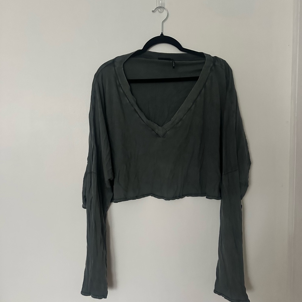 Urban Outfitters Charcoal V-Neck Blouse